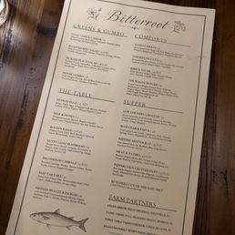 Dinner menu
