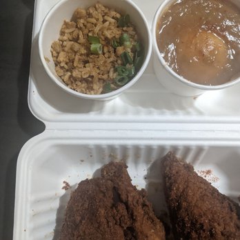 Big's Chicken - Dirty Rice, Mashed potatoes with Creole gravy and half bird - fried. Severely over fried - Chicken Wings Near Me - Portland, Oregon Big's Chicken - Dirty Rice, Mashed potatoes with Creole gravy and half bird - fried. Severely over fried - Chicken Wings Near Me - Portland, Oregon