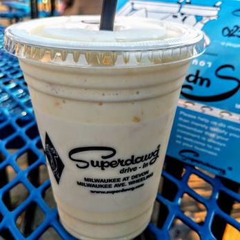 Superdawg Drive-In - Pineapple Supershake - Full pint of smooth creamy refreshment so thick, they only put straws in them to prove you can't drink through them. - Hot Dogs Near Me - Chicago, Illinois Superdawg Drive-In - Pineapple Supershake - Full pint of smooth creamy refreshment so thick, they only put straws in them to prove you can't drink through them. - Hot Dogs Near Me - Chicago, Illinois