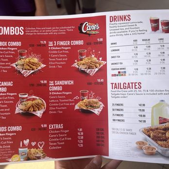 Raising Cane's Chicken Fingers - Menu - Chicken Shop Near Me - Manassas, Virginia Raising Cane's Chicken Fingers - Menu - Chicken Shop Near Me - Manassas, Virginia
