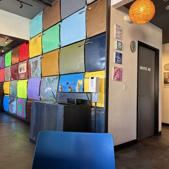 green Restaurant - "Door" wall and hallway to bathrooms - Vegetarian Near Me - Tempe, Arizona