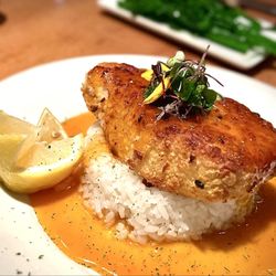 Larsen's Grill - Macadamia crusted Chilean sea bass with sweet chilli sauce. It was excellent.