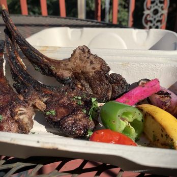Mazra - Grilled Lamb Chops. Pretty heavily overcooked, with not a whole lot of flavor. - Middle Eastern Near Me - San Bruno, California Mazra - Grilled Lamb Chops. Pretty heavily overcooked, with not a whole lot of flavor. - Middle Eastern Near Me - San Bruno, California