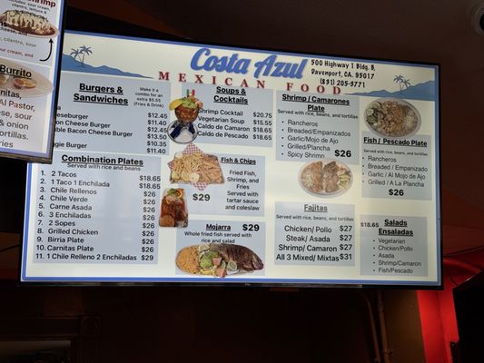 Menu photo 2 Costa Azul Davenport, CA Menu photo 2 Costa Azul Davenport, CA