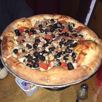 Skipolini's - Sausage, pepperoni, mushrooms, and olives pizza - Italian Near Me - Rocklin, California