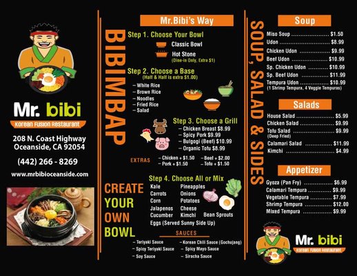 Photo of Mr bibi - Oceanside, CA, US. The menu for Mr. Bibi.