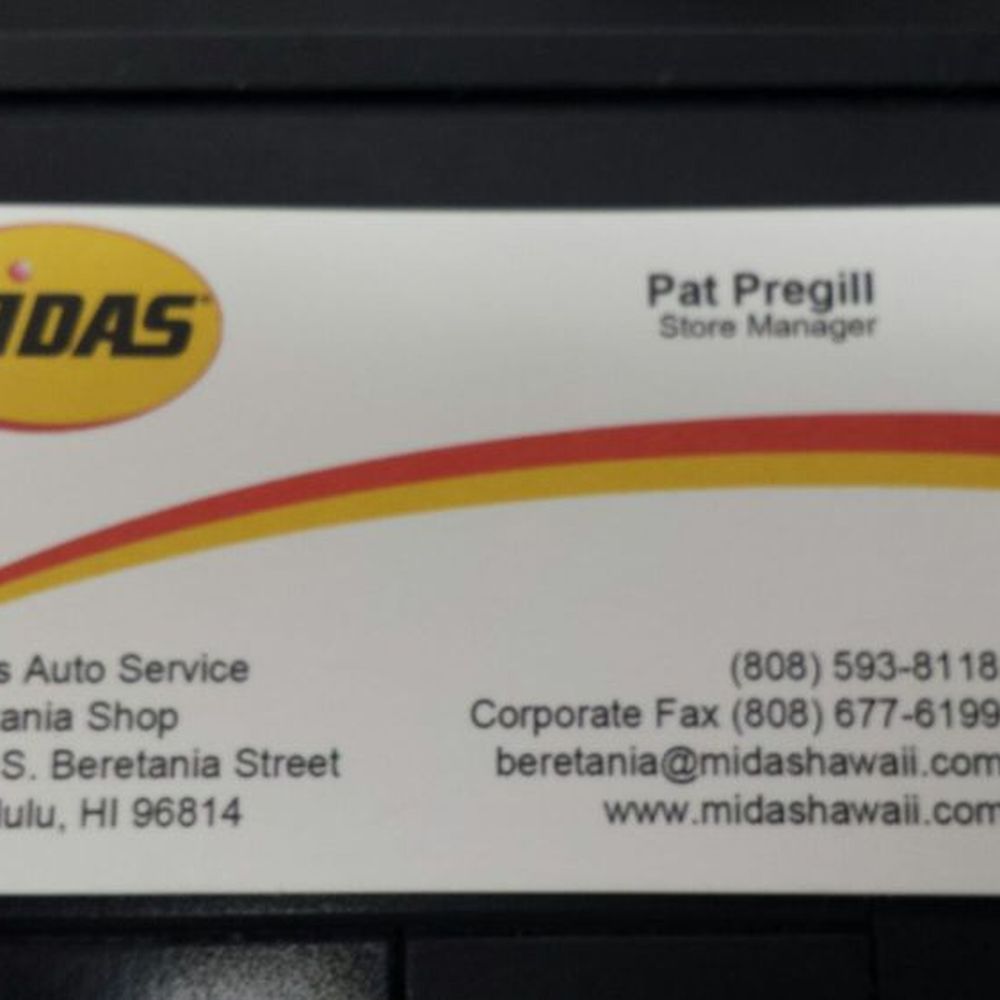 Midas - Da business card.......... - Auto Repair Near Me - Honolulu, Hawaii Midas - Da business card.......... - Auto Repair Near Me - Honolulu, Hawaii