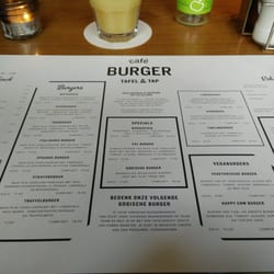 Café Burger Tafel & Tap - Menukaart op de placemat