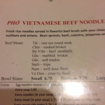 Pho 75 - Descriptions of meat from menu. - Vietnamese Near Me - Sunrise, Florida Pho 75 - Descriptions of meat from menu. - Vietnamese Near Me - Sunrise, Florida