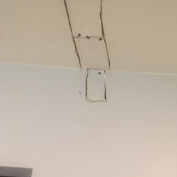 Patch 2 & 3 required ceiling repair left following recessed light installation. Cost of repair above so-called "flat rate" estimate.