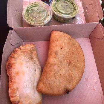 Amara Chocolate & Coffee - Baked chicken empanada and fried beef empanada With avocado garlic cilantro sauce - Coffee & Tea Near Me - Pasadena, California Amara Chocolate & Coffee - Baked chicken empanada and fried beef empanada With avocado garlic cilantro sauce - Coffee & Tea Near Me - Pasadena, California