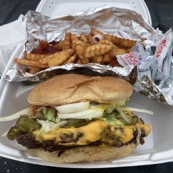 The Saucy Pig - Burger w/ Xtra Special Pickles & a side of fries BEST burger around, prove me wrong...