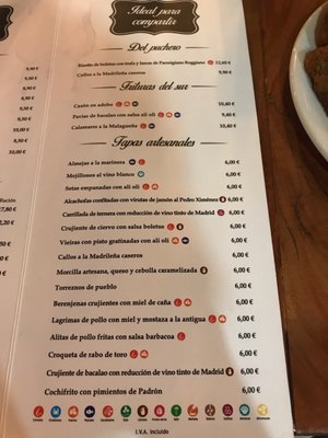 Menu photo 1 Casa Maravillas Malasaña Madrid, M Menu photo 1 Casa Maravillas Malasaña Madrid, M