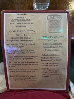 Menu photo 5 Baca House Brewery Socorro, NM