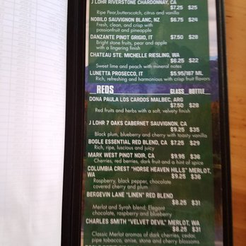 Waddell's Pub and Grill - Wine list. - Pubs Near Me - Spokane, Washington