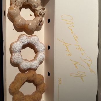 Mochinut - Roseville - Top - Almond Caramel Latte Middle - Funnel cake Bottom - Churro All delicious!! - Hot Dogs Near Me - Roseville, California Mochinut - Roseville - Top - Almond Caramel Latte Middle - Funnel cake Bottom - Churro All delicious!! - Hot Dogs Near Me - Roseville, California