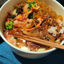 What's left of a papa bowl with galbi beef What's left of a papa bowl with galbi beef