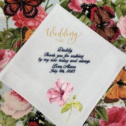 Monograms by Emily - Monogrammed keepsake handkerchief for the father of the bride.