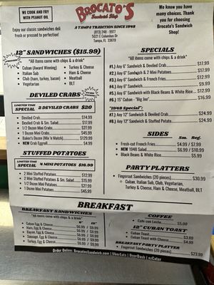 Menu photo 4 Brocato's Sandwich Shop Tampa, FL