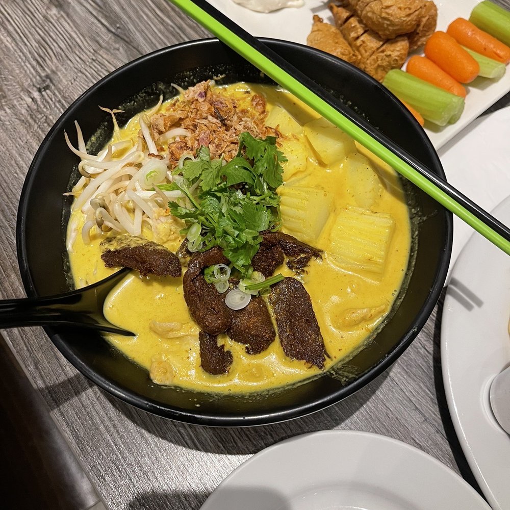 My Vegan - Yellow Curry Noodle 5 Pieces Soy Chicken Drumsticks - Thai Near Me - Pasadena, California My Vegan - Yellow Curry Noodle 5 Pieces Soy Chicken Drumsticks - Thai Near Me - Pasadena, California