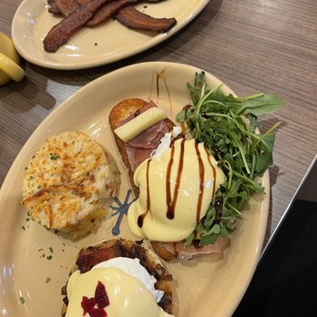 Snooze, an A.M. Eatery - Benny Benny Benny and pork belly. Side bacon - Breakfast & Brunch Near Me - Boulder, Colorado Snooze, an A.M. Eatery - Benny Benny Benny and pork belly. Side bacon - Breakfast & Brunch Near Me - Boulder, Colorado