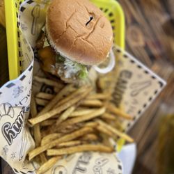 The Hangout at Deckers - Southern comfort burger and fries