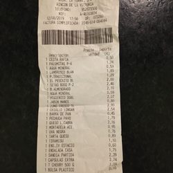 Mercadona - Sample receipt 1.5L water usually costs €0.40!