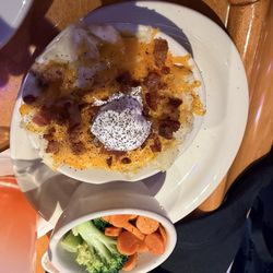 Texas Roadhouse - Mixed vegetables with loaded potatoes