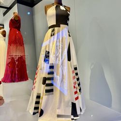 Cotton poplin floor-length halter gown for Michelle Obama's official 2018 portrait