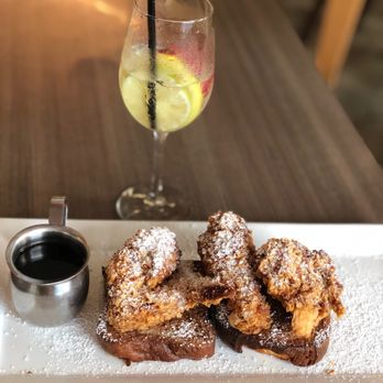 Weights + Measures - Baked Ciabatta French Toast with Fried Chicken - Bars Near Me - Houston, Texas