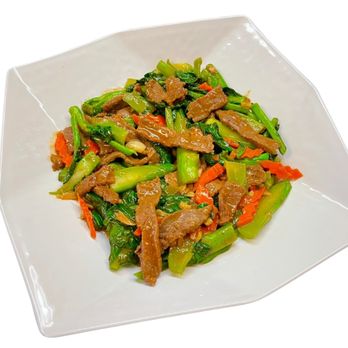 J's Thai Express - Beef & Gai Lan Broccoli w/ White Rice - Thai Near Me - Montebello, California