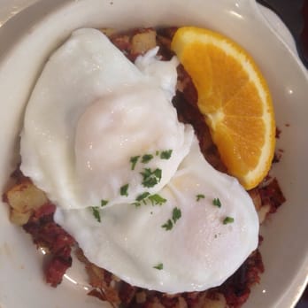 Fig Tree Cafe - Poached eggs over corned beef hash. - Breakfast & Brunch Near Me - Marstons Mills, Massachusetts