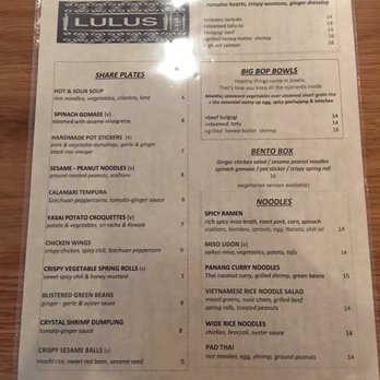 Lulu's - Lulus Menu - Asian Fusion Near Me - Evanston, Illinois