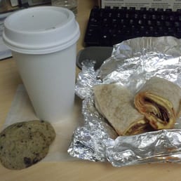 homemade Oreo cookie, large pumpkin pie coffee and an egg, ham and cheese on a whole wheat wrap. All for $6. homemade Oreo cookie, large pumpkin pie coffee and an egg, ham and cheese on a whole wheat wrap. All for $6.