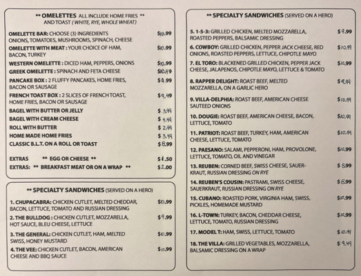 Menu photo 1 Villa Deli & Catering Levittown, NY