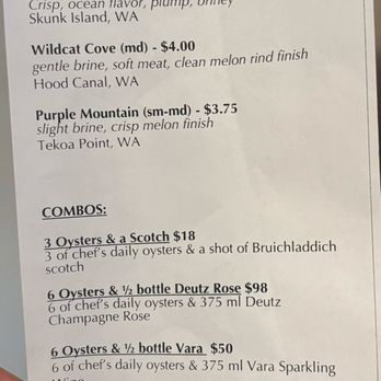 Shepherd & Sims - Oyster menu - Bars Near Me - Los Gatos, California