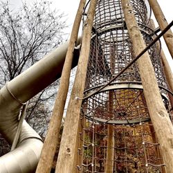 Taylor Farm Park - Kids climb up the various rope levels to get to the slide.