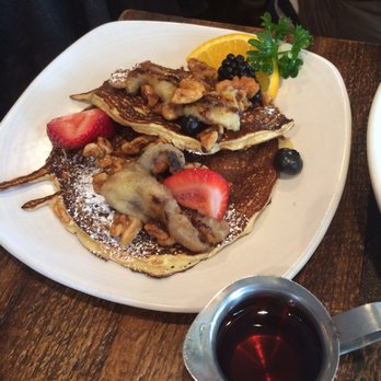 Kitchen Sunnyside - Lemon Ricotta Pancakes with Fired Bananas & Candied Walnuts. - Breakfast & Brunch Near Me - Mill Valley, California Kitchen Sunnyside - Lemon Ricotta Pancakes with Fired Bananas & Candied Walnuts. - Breakfast & Brunch Near Me - Mill Valley, California