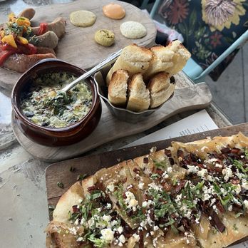 Five Vines Wine Bar - oh honey flat bread, spinach artichoke dip, sausage platter - Wine Bars Near Me - San Juan Capistrano, California Five Vines Wine Bar - oh honey flat bread, spinach artichoke dip, sausage platter - Wine Bars Near Me - San Juan Capistrano, California