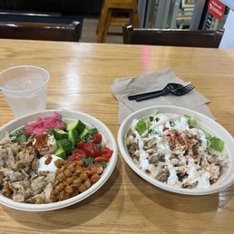 Mediterranean Bowl w/ chicken gyro & Gyro Bowl w/ chicken gyro. Sooooooo fire.