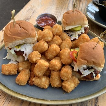 The Post - Hot chicken sliders with tater tots - Comfort Food Near Me - Los Altos, California The Post - Hot chicken sliders with tater tots - Comfort Food Near Me - Los Altos, California