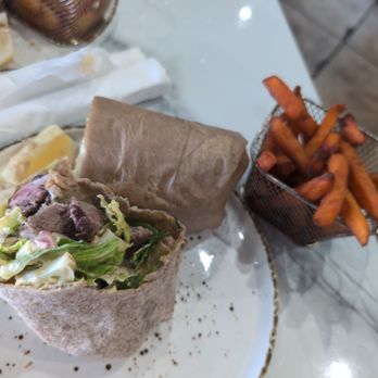 Luua Caffe - Steak wrap + Sweet Potato fries - Breakfast & Brunch Near Me - Inglewood, California