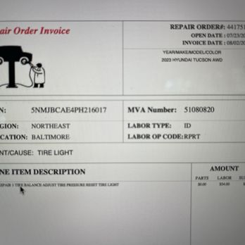 Budget Rent A Car System - This is the alleged repair order.  Does this not seem like normal wear and tear? - Car Rental Near Me - Hanover, Maryland