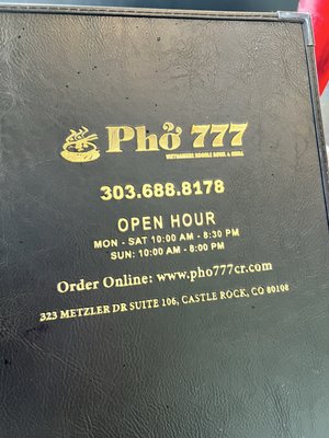 Menu photo 2 Pho 777 Castle Rock, CO Menu photo 2 Pho 777 Castle Rock, CO