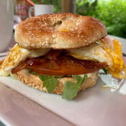 Breakfast sandwich on bagel Breakfast sandwich on bagel