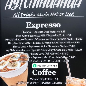 Ay Chihuahua Coffee - Menu shot - Coffee & Tea Near Me
