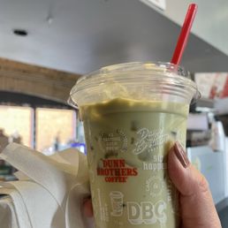 Iced Honey Matcha Latte with oat milk