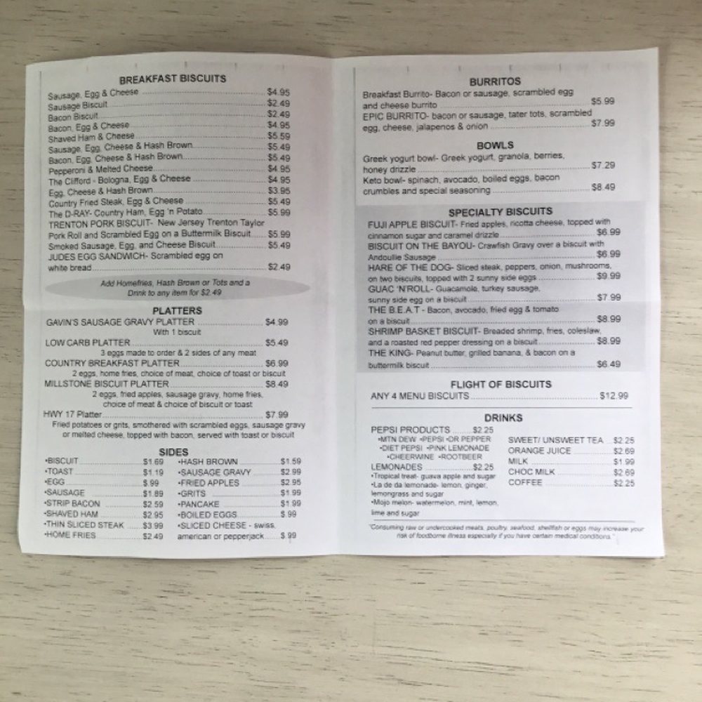 Millstone Biscuit - Menu - Breakfast & Brunch Near Me - Murrells Inlet, South Carolina Millstone Biscuit - Menu - Breakfast & Brunch Near Me - Murrells Inlet, South Carolina