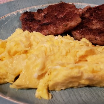Blue Moon Cafe - Scrambled eggs and sausage patties. - Breakfast & Brunch Near Me - Baltimore, Maryland Blue Moon Cafe - Scrambled eggs and sausage patties. - Breakfast & Brunch Near Me - Baltimore, Maryland