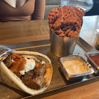 Linger - Colorado Lamb Sausage Pita Wrap - Asian Fusion Near Me - Denver, Colorado Linger - Colorado Lamb Sausage Pita Wrap - Asian Fusion Near Me - Denver, Colorado